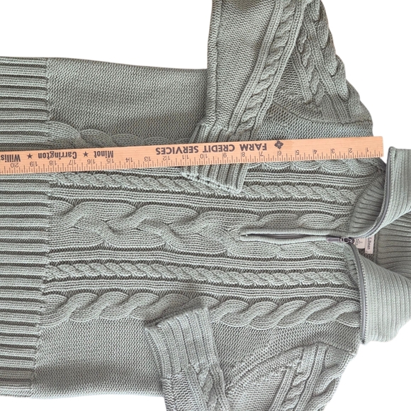 L.L. Bean Women's Sage Double L Cable Knit Turtleneck Sweater Quarter Zip S - Picture 4 of 6